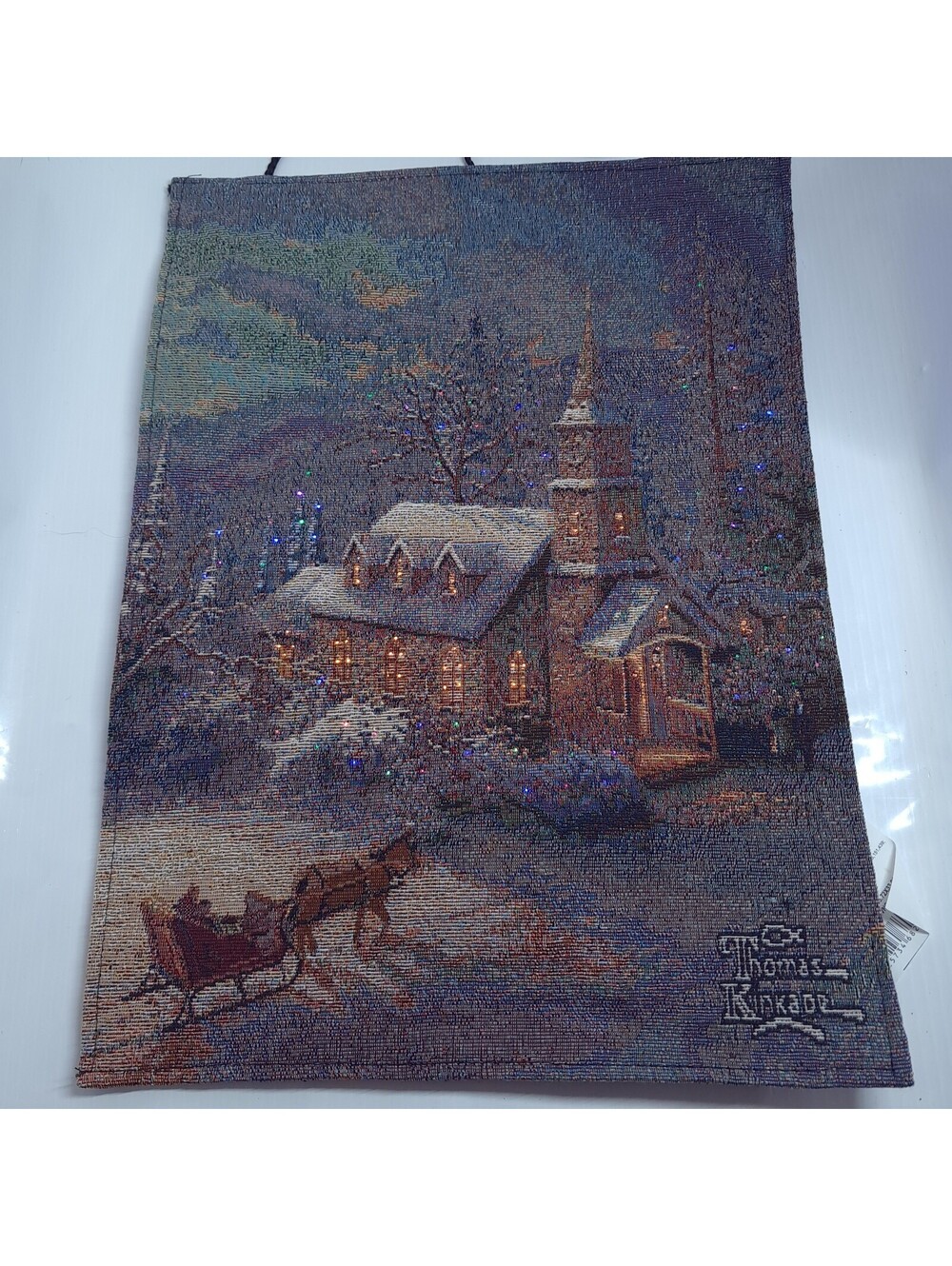 Thomas Kinkade Sunday Evening Sleigh Ride Hanging Tapestry Banner Bannerette